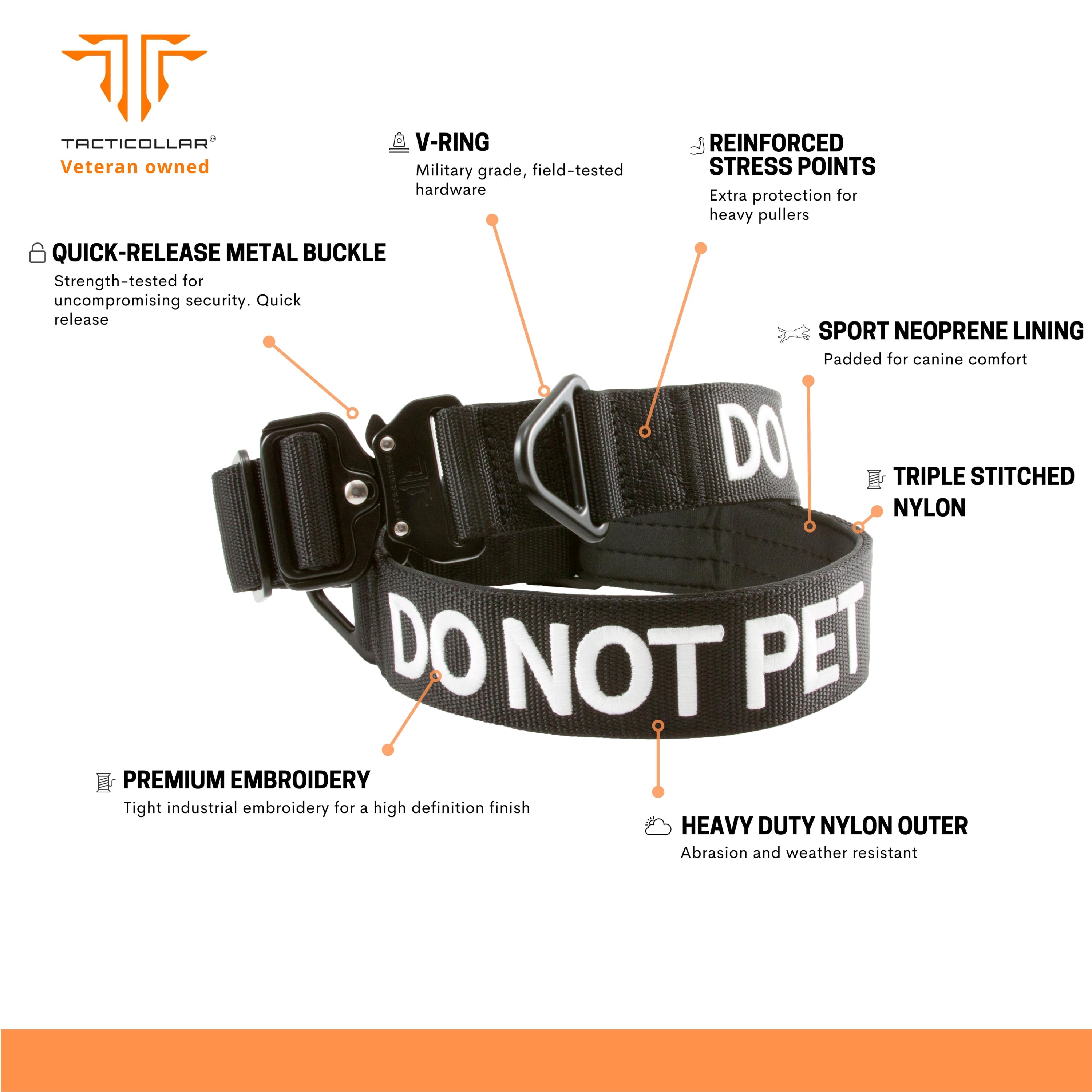 Do Not Pet dog collar, working dogs, reactive dogs, training dogs, dogs that need space.