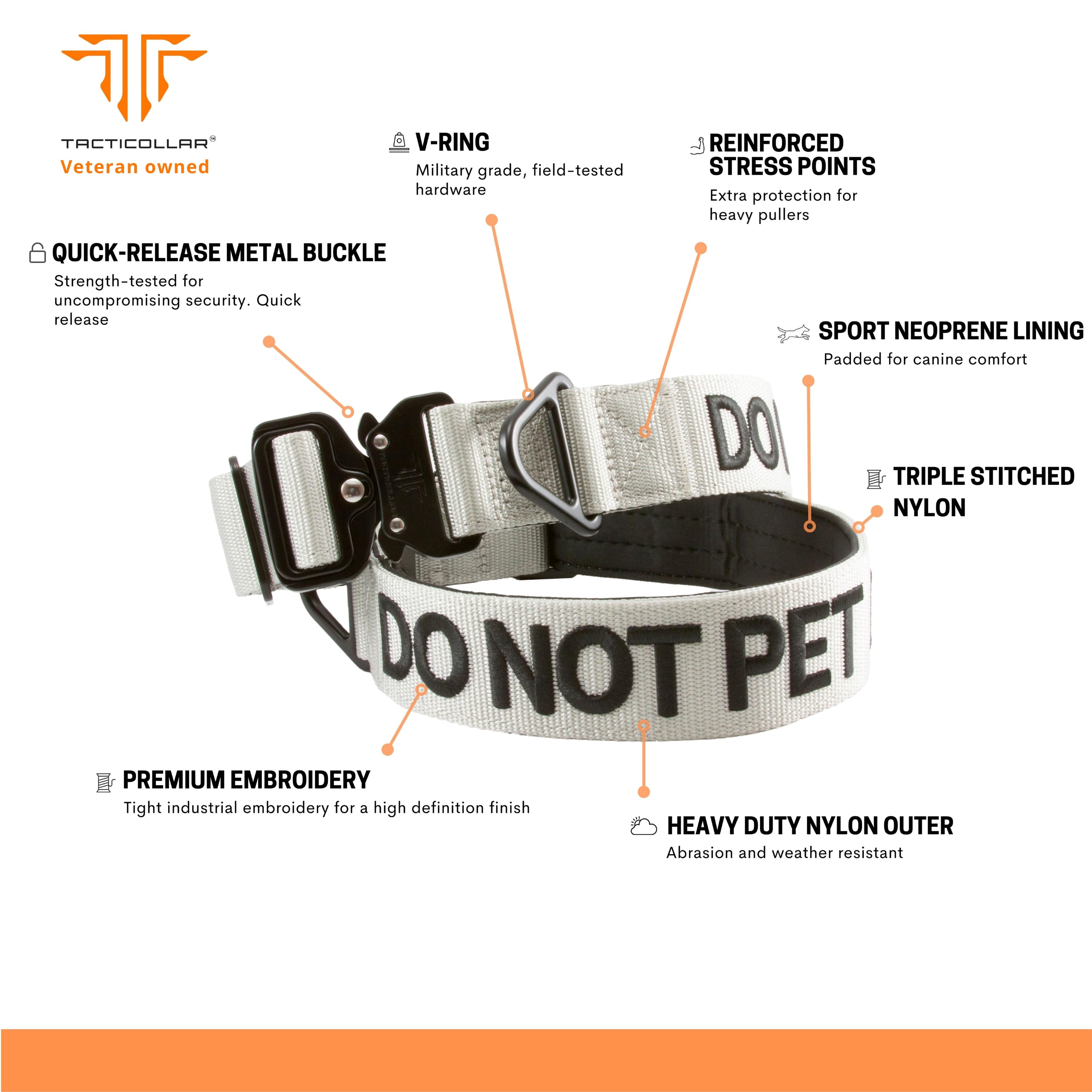 Do Not Pet dog collar, working dogs, reactive dogs, training dogs, dogs that need space.