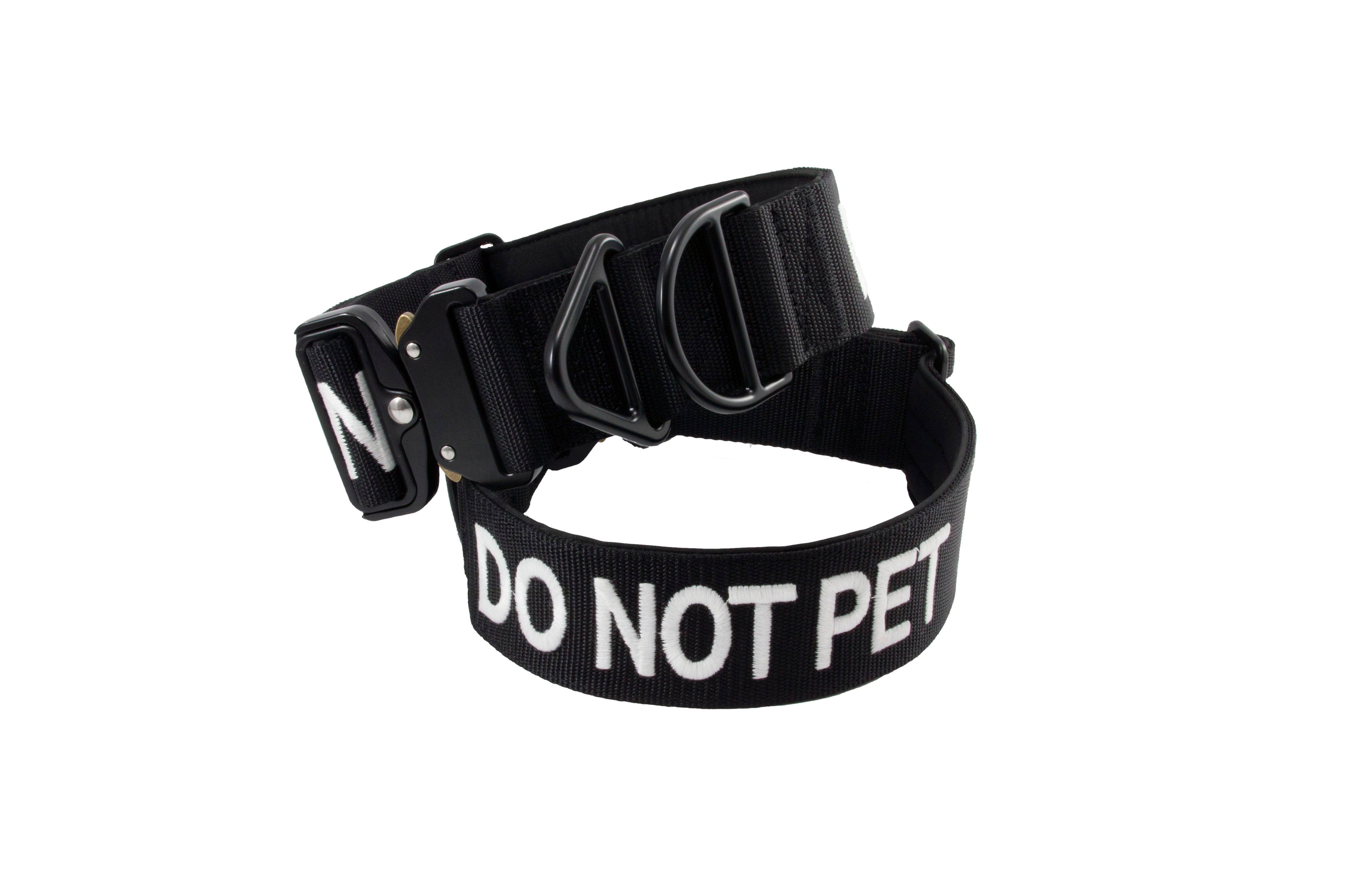 DO NOT PET, 2 inch Nylon Collar for Medium and Large Dogs, Neoprene Padded Inside, Communicate Your Dogs Needs to Prevent Accidents