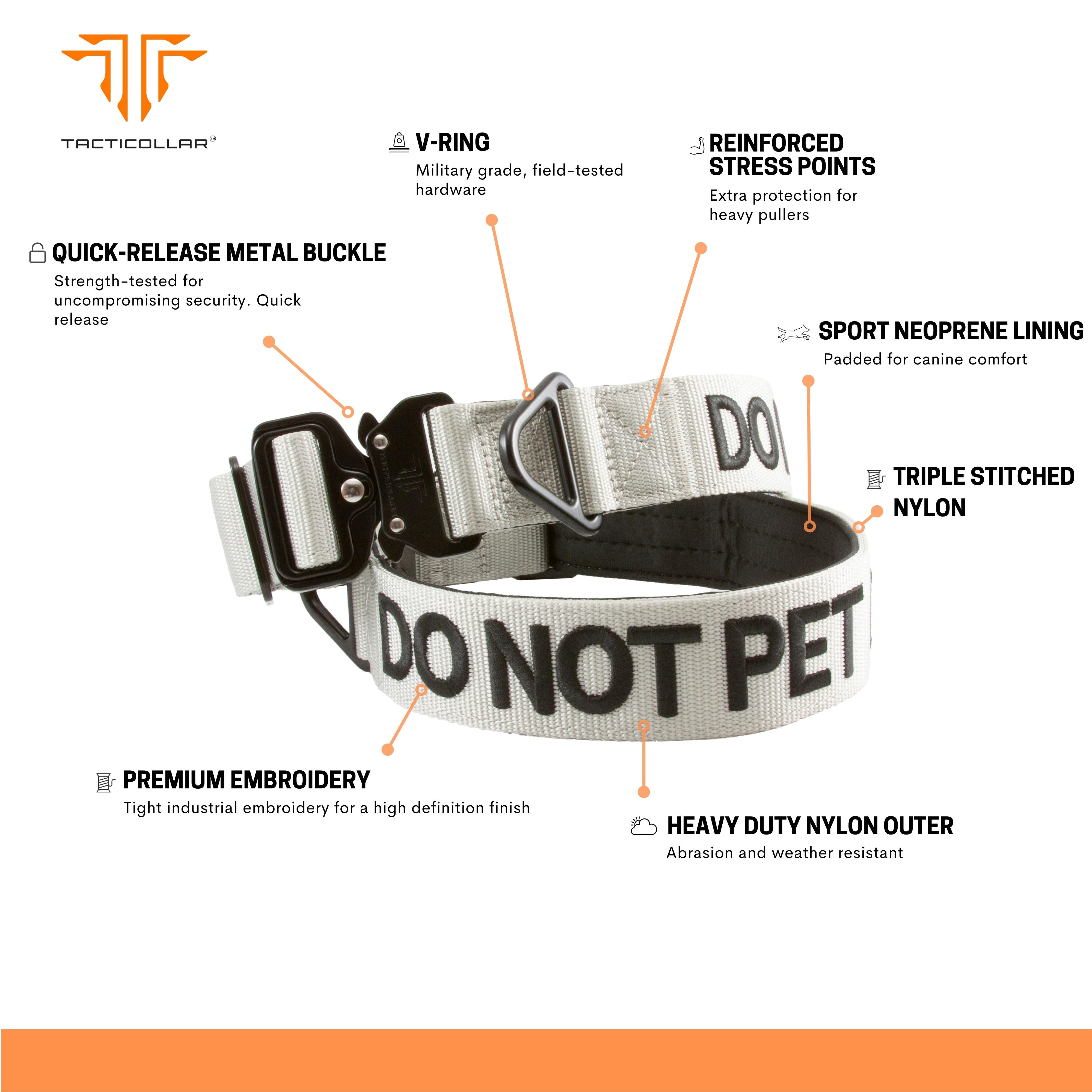 DO NOT PET, 1.5 inch and 2 inch Nylon Collar for Small, Medium and Large Dogs, Neoprene Padded Inside, Communicate Your Dogs Needs to Prevent Accidents